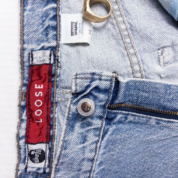 Vintage Levis SilverTab Shorts Mens 36 Loose Fit Baggy Denim Made USA 90s Y2K - Picture 6 of 10